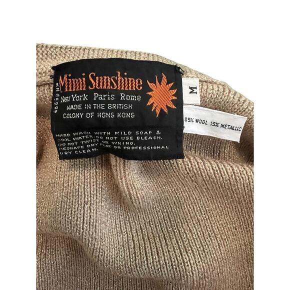 Vintage British Colony of Hong Kong Gold Handmade Wool Blend Sweater  M - Picture 4 of 9